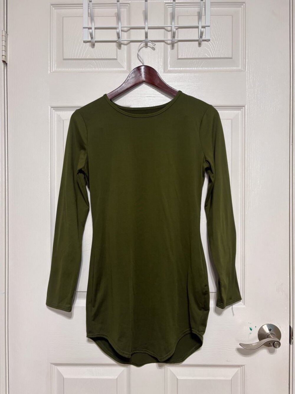 Olive Green Long Sleeve Midi Dress, Vestidos Size L